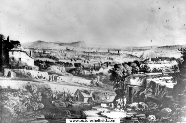 General view of Sheffield from Brincliffe Edge, Brincliffe Quarry in foreground, Salt Box Cottage on background