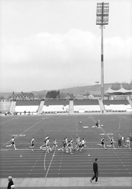 View from the Stand one of the 3000m races, Festival of Athletics, Don Valley Stadium