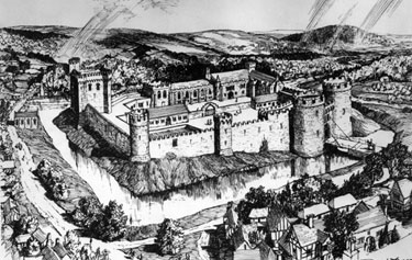 Artist's impression of Sheffield Castle around 1100