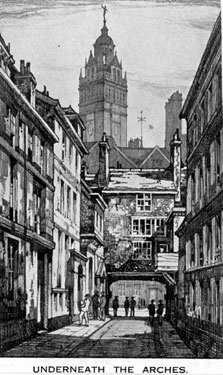 Cadman Lane by Kenneth Steel looking towards the Town Hall and Norfolk Street, 1890-1910
