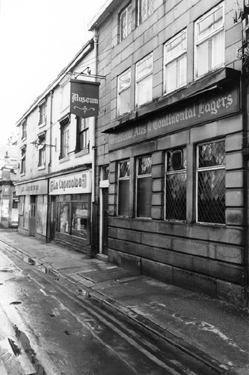 Nos. 25; Museum public house; 23, La Capannina Restaurant; 21, former Sheffield Raincoat Stores, Orchard Street looking towards Orchard Place 