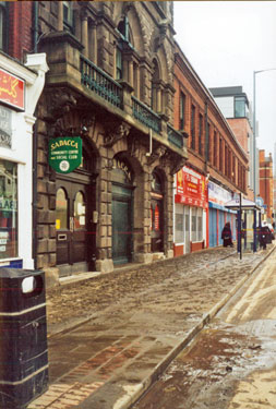 The Wicker the day after the flood showing the mud outside SADACCA (Sheffield and District African Caribbean Community Association), Community Centre (formerly offices of Samuel Osburn and Co. Ltd., Clyde Works)