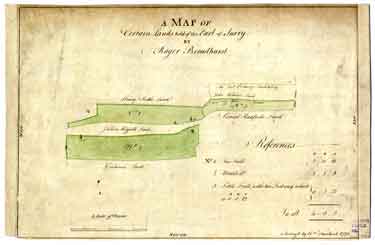 Map of certain lands held of the Earl of Surrey by Roger Broadhurst [fields in the area of Shalesmoor/Allen Street/Watery Lane/Watery Street/Mill Sands]
