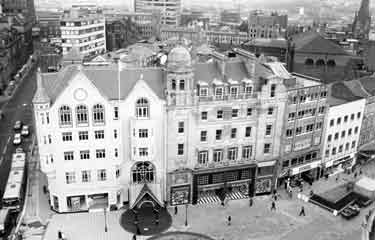 Orchard Square Shopping Centre with Leopold Street (left) and Fargate (foreground) showing Dixons, photographic equipment, audio visual and electronics store (No.58); Ravel, shoe shop and Dolcis, shoe shop  