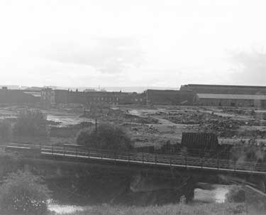 View from Tinsley Viaduct of the former Hadfield Co. Ltd., East Hecla Steelworks being demolished