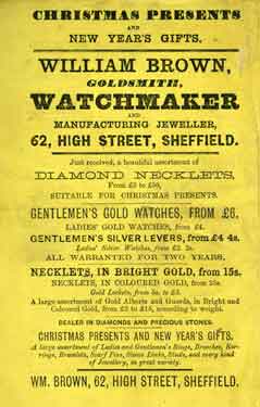 Christmas presents and new year's gifts - William Brown, goldsmith, watchmaker and manufacturing jeweller, No. 62 High Street