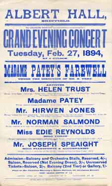 Albert Hall, Sheffield. Grand evening concert : Madame Patey's farewell 