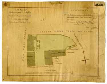 A plan of Hollis's Hospital in Sheffield and several adjacent tenements which belong to the Trust