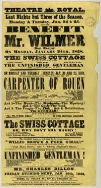 Theatre Royal playbill: The Carpenter of Rouen, etc., 24-25 Jan 1859