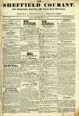 Front cover of the Sheffield Courant, vol. I No. II