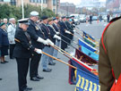 Parade of veterans associations at the rededication of the Great Central Railway war memorial, Royal Victoria Hotel