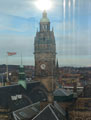 Elevated view of Town Hall tower from Big wheel in the Peace Gardens