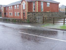 Flooding on Nether Lane, Ecclesfield. Water flowing out of football field next to Nightingale Residential Home