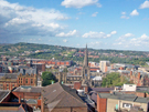 View from the Wheel of Sheffield Big Wheel at the top of Fargate, with Sheffield Cathedral in centre