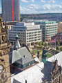 View from the top of the Wheel of Sheffield Big Wheel at the top of Fargate, looking over the Peace Gardens