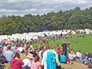 Crowds watching military re-enactments at Norfolk Heritage Park during Sheffield Fayre