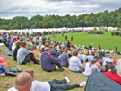 Crowds watching military re-enactments at Norfolk Heritage Park during Sheffield Fayre