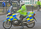 Police motorbiker during the Liberal Democrat Party conference which took place at Sheffield City Hall