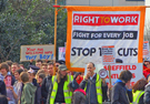 Demonstrations during the Liberal Democrat Party conference which took place at Sheffield City Hall