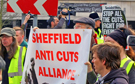 Protests during the Liberal Democrat Party conference which was held at Sheffield City Hall