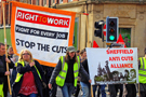 Protests during the Liberal Democrat Party conference which was held at Sheffield City Hall