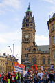 Protesters against proposed financial cuts gathered outside the Town Hall during the Liberal Democrat conference, which was held at Sheffield City Hall