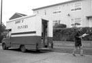 Grocery delivery man David Self working on Mansell Road from his old Fletcher's bakery van