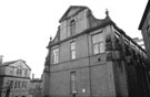 Rear of former Education Offices, Leopold Street (left) and former Central School building (centre right) during demolition of part of the site for redevelopment from West Street