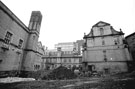 Viewed from West Street the rear of the Education Offices Site, Leopold Street during its partial demolition for redevelopment, showing former Central Schools building and former Firth College/ Central Technical School (left)