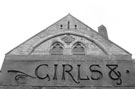 Carved detail over the girls entrance, Manor Lodge Primary School, City Road formerly Manor Board School