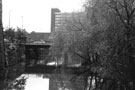 Blonk Street Bridge from Five Weirs Walk with the Bristol Hotel in the background