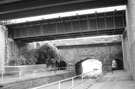 Supertram Bridge Rail Bridge and Aquaduct (background) over Worksop Road