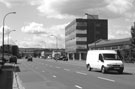 Attercliffe Road looking towards Norfolk Midland Railway Bridge with former Firth Brown and Co. Ltd research laboratories (right)