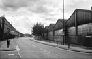 General view of Fred Mulley Road, Attercliffe with the Norfolk Midland Railway Viaduct (right)