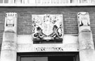 Stonework and coat of arms over the doorway to the Royal Institute for the Blind, No. 5 Mappin Street