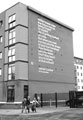 Poem entitled Trashed on Cider by Jarvis Cocker, commissioned by Off the Shelf Festival, on the wall of The Forge, Sheffield Hallam University Student accommodation, Boston Street