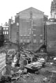 Excavation works at Carmel House, Fargate from Norfolk Row during rebuilding with the with the rear of properties on Surrey Street