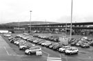 Tinsley Viaduct with Meadowhall Shopping Centre car park in the foreground