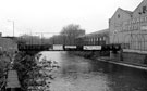 Bailey Bridge, Five Weirs Walk from Effingham Street across the River Don to Savile Street showing Thomas W Ward Ltd.