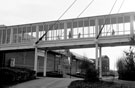 Footbridge from Transport Interchange to Meadowhall Shopping Centre with Five Weirs Walk Footpath beneath