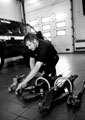 Staff checking apparatus at the start of shift, Ringinglow Road Fire Station