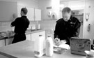 Staff in the kitchen, Ringinglow Road Fire Station