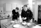 Staff in the kitchen, Ringinglow Road Fire Station