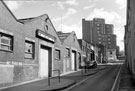 Flame Hardeners Ltd., (second works from the left), Bailey Lane looking towards Trippet Lane with Morton Works Apartments, West Street in the background