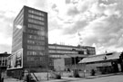 Sir. Robert Hadfield Building, University of Sheffield, showing Alan Wasden Ltd, Duracut works, hand tool manufacturers, Rockingham Street looking towards Newcastle Street