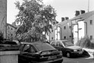 Access road to the rear of Townhead Street Flats (left) and Hawley Street Flats (right)