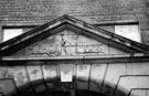 Carved detail above the entrance to Robert Sorby and Son Ltd., edge tool manufacturer, No. 44 Wellington Street, (his trade mark was a kangaroo so was referred to as the Kangaroo Works)