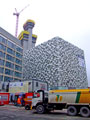 Q Park multi storey car park from Charles Street with City Lofts apartment building under construction in the background