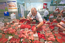 Butchers' stall at Castle Market