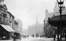 View: s00372 Barkers Pool towards Town Hall Square, No. 114 John Hoyland and Son, pianoforte dealers on left